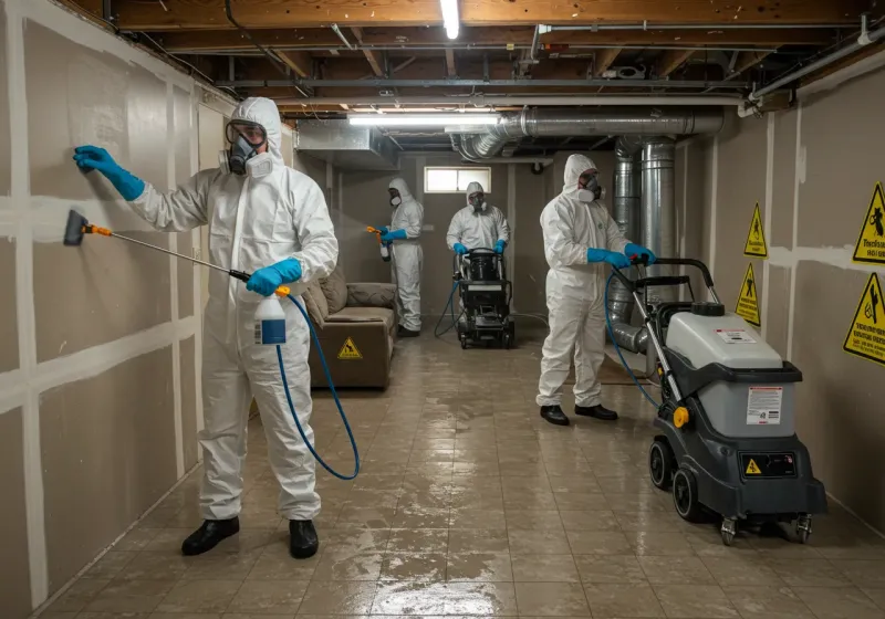 Basement Moisture Removal and Structural Drying process in Sunbury, OH